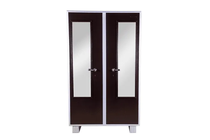 VIVDeal Brown Double Door Double Mirror Cupboard
